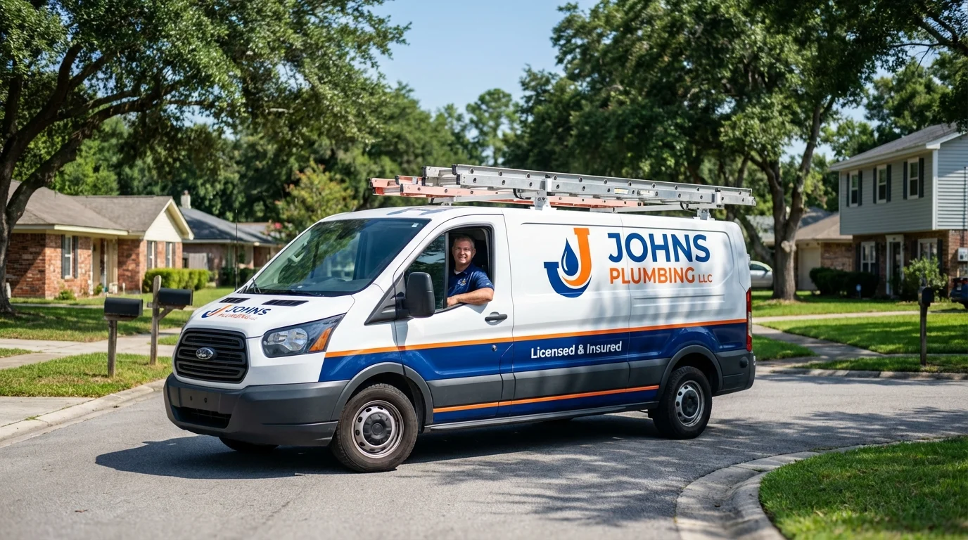 Johns Plumbing LLC service van in Minersville, PA