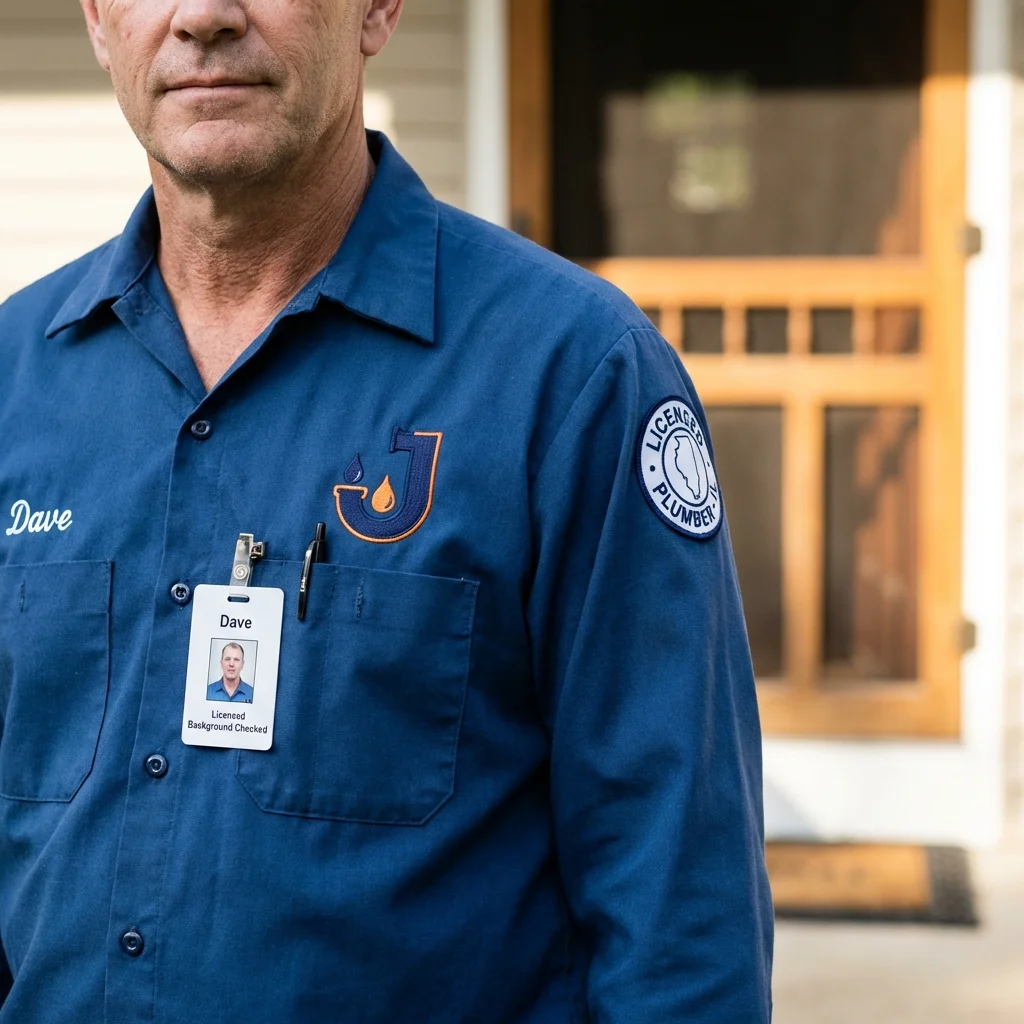 Licensed plumber showing ID badge in Minersville, PA