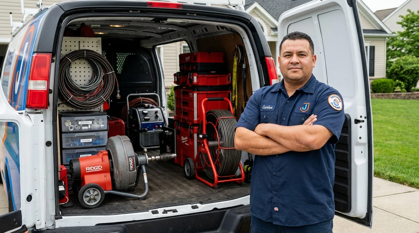 Professional drain cleaning equipment and Johns Plumbing LLC plumber in Minersville