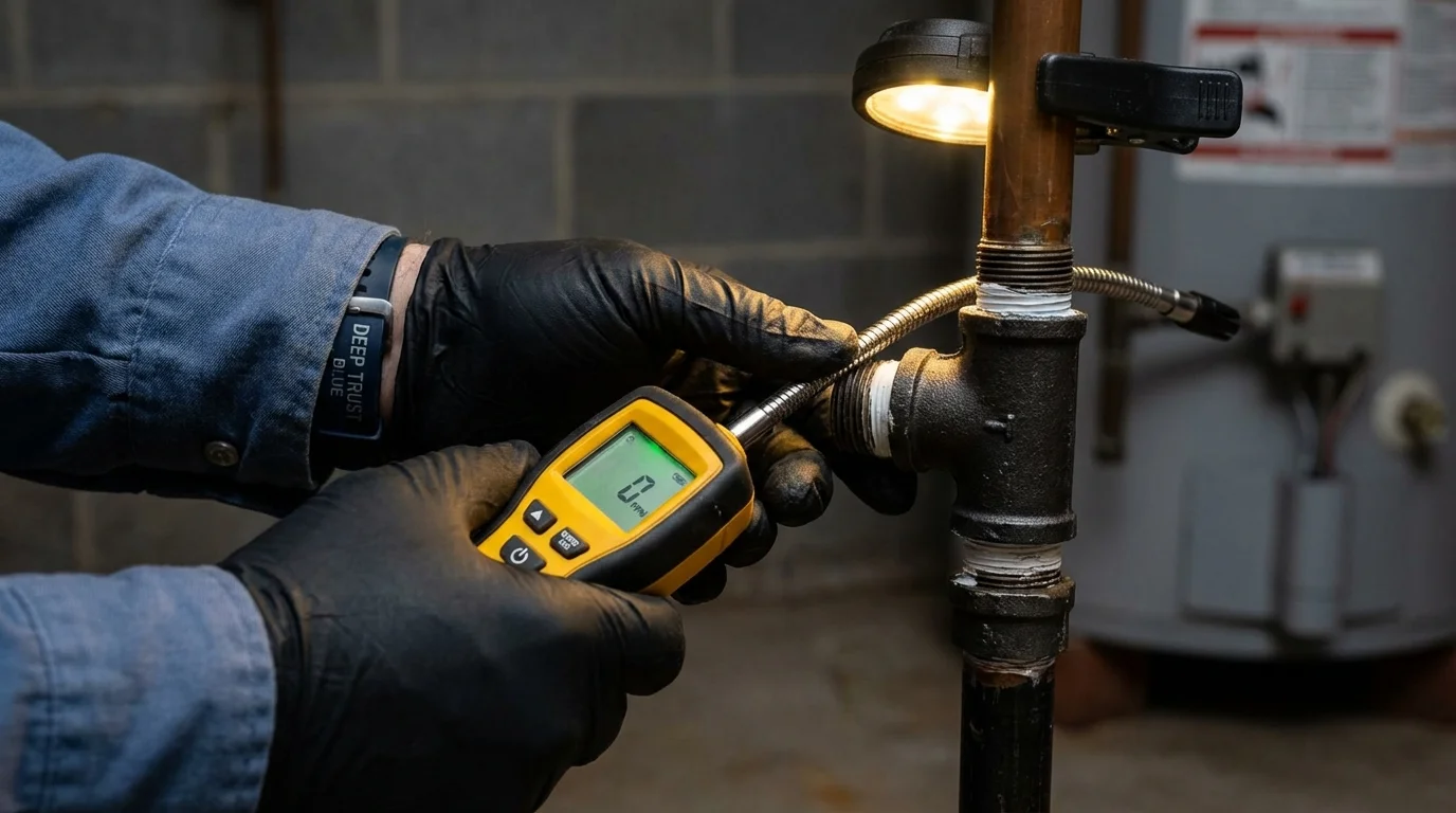 Gas leak detection with electronic sniffer by Johns Plumbing LLC in Minersville